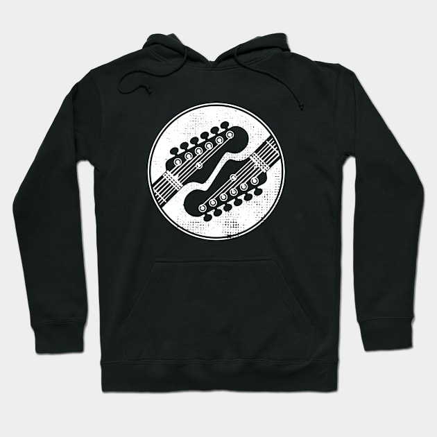 Electric Guitar Headstock Circle Dark Theme Hoodie by nightsworthy